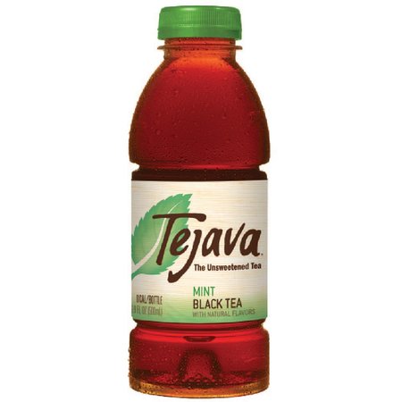 Tejava Mint Unsweetened Black Tea PET Plastic Bottles, 16.9 Fl Oz, PK 12 40133